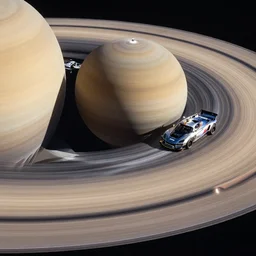 car race on saturn rings
