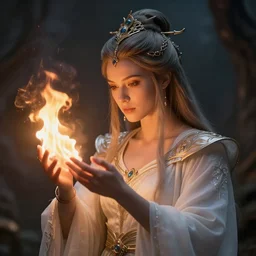 a fire wizard makes incantations, diffuse lighting, fantasy, intricate, elegant, highly detailed, lifelike, photorealistic, smooth, sharp focus, naturalism, trending on byron's - muse, by greg rutkowski and greg staples and
