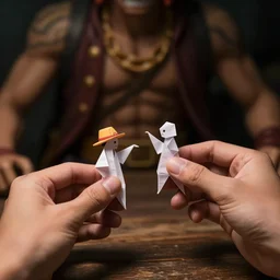 luffy making origami of luffy - n 4