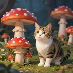 a cat high on magic mushrooms