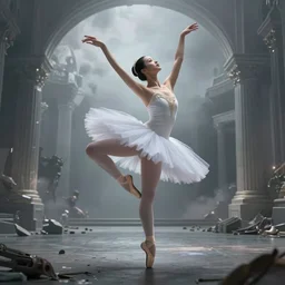 a beautiful ballerina dancing during the end of the world, surrealism, digital art, artstation, smooth, sharp, high quality