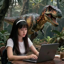 a very dull still from jurassic park ( 1 9 9 3 ) of an waifu dinosaur.