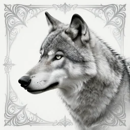 side portrait of a grey wolf, unusually uniquely beautiful animal, with bones and eyes, emotionally evoking symbolic metaphors, in focus, heavily gothic ornamental, intricate, elegant, highly detailed photorealistic digital painting, artstation, concept art, painterly, golden ratio, sharp focus, illustration, art by ernst haeckel and alphonse mucha and h. r. giger and james jean,