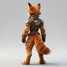 full body of anthropomorphic lynx fursona from behind wearing steampunk vest, tail, paws, by charles liu, don bluth, tanidareal, kim jung gi, irakli nadar, intricate linework, unreal engine, fantasy style, perfect angle, radiant lighting, vibrant color scheme, 3 d render,