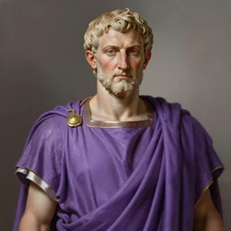 gaius julius caesar wearing a tyrian purple toga, portrait, highly detailed, digital painting, trending on artstation, concept art, sharp focus, illustration, art by artgerm and greg rutkowski and magali villeneuve