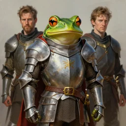 a frog Warrior dressed with a knight armor, Justin Gerard and Greg Rutkowski, realistic painting, Digital art, very detailed, High definition, trending on Artstation