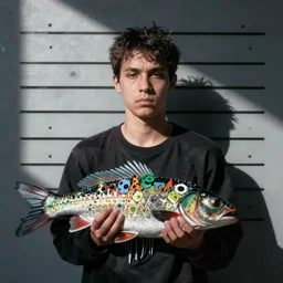 fish mugshot, arrested for producing postmodern art