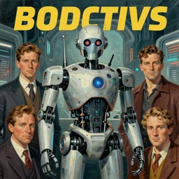 robotic detective, pulp crime book cover, portrait, retro futuristic, painted. artwork by robert k. abbett, harry bennett, ernest chiriacka, mitchell hooks, robert mcginnis