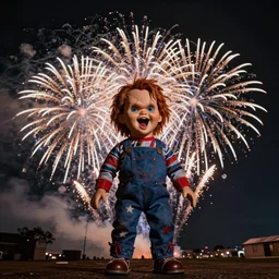 fireworks that look like a screaming chucky doll