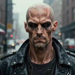 a close up portrait of roy batty from blade runner, rainy streets in the background, digital art by joseph karl stieler and ross tran, highly detailed, octane render, trending on artstationhq