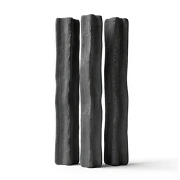 chrome charcoal sticks, stylized 3d render, isolated on a pure white background, centered, entire object in frame, sharp focus, soft studio lighting