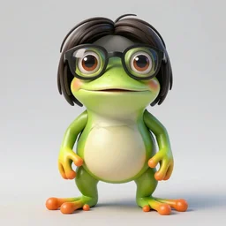 frog wearing John Lennon glasses, 3d render, character concept, trending on artstation, smiling