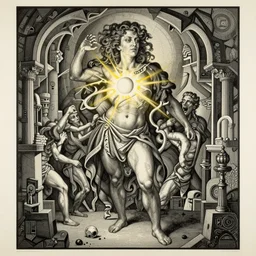 dungeon secret layer lithography on paper conceptual figurative ( post - morden ) monumental dynamic portrait drawn by esher and goya and hogarth, inspired by william blake, illusion surreal art, highly conceptual figurative art, intricate detailed illustration, controversial poster art, polish poster art, geometrical drawings, no blur