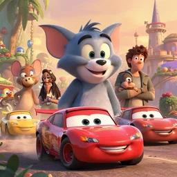 highly detailed portrait of tom and jerry | in pixar's cars | by mariano merchante | fantasy art | by greg rutkowski | loish | rhads | ferdinand knab | makoto shinkai and lois van baarle | ilya kuvshinov | rossdraws | tom bagshaw | global illumination | radiant light | detailed and intricate environment