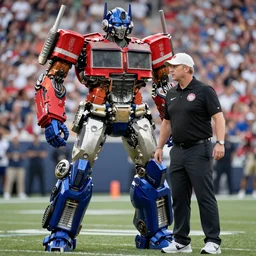 Optimus Prime as a football coach