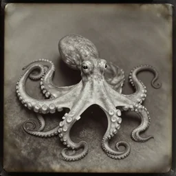 Daguerreotype of an octopus, classical portrait, 1849