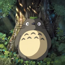 Japanese Anime movie, A scene from a Ghibli movie, Totoro looking like Cthulhu.