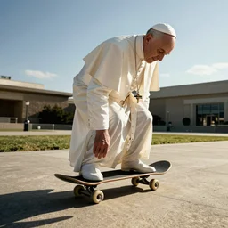 the pope grinding a rail on a skateboard