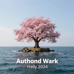 a blossom tree on an island in the middle of the ocean, photography, award winning