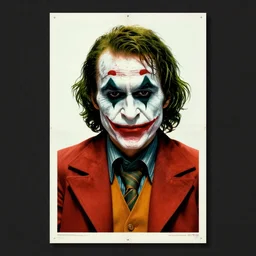 John Noble as the Joker on a 1970s horror movie poster , vintage 70s print, detailed, scary, horror, screen print, trending on artstation