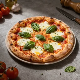an exploded-view drawing of a pizza margherita