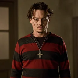 johnny depp as freddy krueger, cinematic, movie still, the nightmare on elm street (2010)