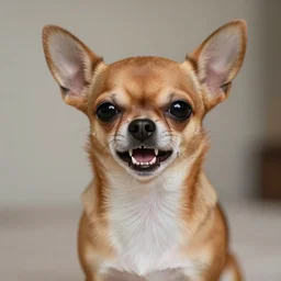 creepy chihuahua baring its teeth with soulless evil eyes