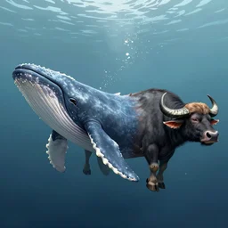 a whale that is mutated with a buffalo, digital art, concept art