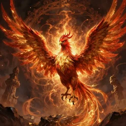 wizard summoning the phoenix from hell, digital art style, illustration painting,