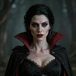 portrait of a lady vampire, 35mm, depth of field, DOF, ominous, detailed, photorealistic, octane render, cinematic, high definition, 4k, artstation, Greg Rutkowski, irwin penn