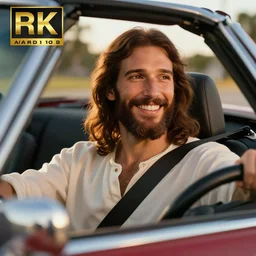 closeup of jesus christ joyriding in florida in a convertable, dslr, award winning, 8 k, octane beautifully detailed render, warm mood, cinematic lighting, detailed photo, masterpiece, volumetric lighting, ultra realistic, highly detailed, high quality, lossless, photorealistic, sharp focus, hd