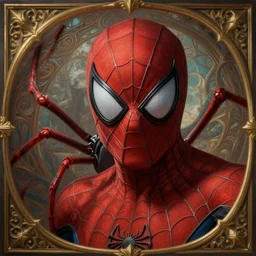 spiderman taking off his mask only to discover his a real spider, deep focus, d & d, fantasy, intricate, elegant, highly detailed, digital painting, artstation, concept art, matte, sharp focus, illustration, hearthstone, art by artgerm and greg rutkowski and alphonse mucha