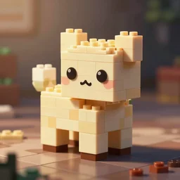 small animals made of two or three bricks, four legged, quadrupedal, cute looking, kawaii, sharp focus, character sheet, game concept art, blocky, lego mixels, japanese, katamari damacy