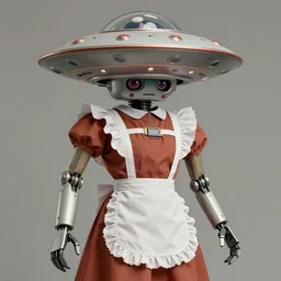 ( ( ( ( ( 1 9 5 0 s retro future android robot flyingsaucer maid. muted colors., ) ) ) ) ) by jean - baptiste monge,!!!!!!!!!!!!!!!!!!!!!!!!!