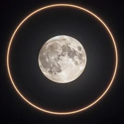 photograph of a blood moon, light rings around, night ambience