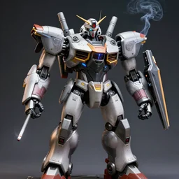 the most awesome mech warrior ever, smoking a cigarette