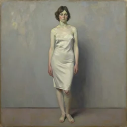classic oil painting, woman, full body, beautiful, in style of thomas ruff
