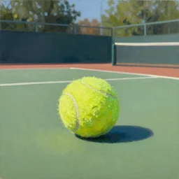 a tennis ball sitting in the sun by Matisse, oil painting