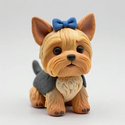 a beautiful sculpture of a very cute yorkshire terrier made out of polyclay.