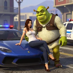 Shrek picking up a prostitute grand theft auto 5 sports car police sirens