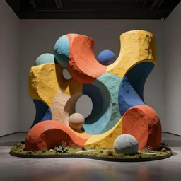 : hyperbolic color abstract shapes art installation in museum zbrush  dalle2  3d render unity unrealengine octane