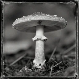 tintype photo of frog mushroom