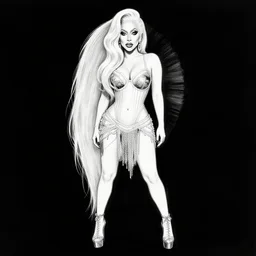 highly detailed ink illustration full shot portrait of lady gaga, b & w clean shaped illustration by kim jung gi, ric estrada, ron english and eiichiro oda