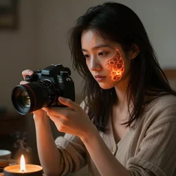 a young woman made of embers, real photo, real camera, dslr, intricate quality, 8 k,