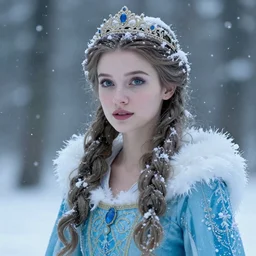 a cinematic portrait beautiful snow princess, blizzard, dreaming by greg rutkowski