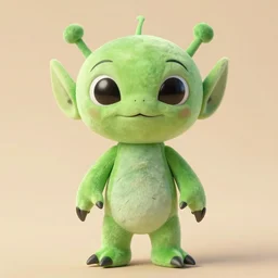 a happy alien, plush doll, 8k