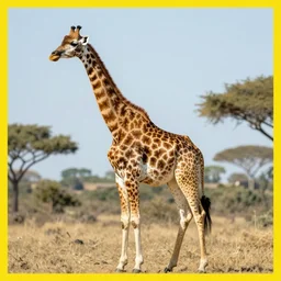 cat giraffe hybrid, bold natural colors, national geographic photography, masterpiece, full shot, award winning, close up