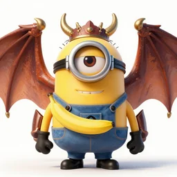 the minion king in draconic armor portrait, seriously imposing, symmetric dragon wings, holding banana, bulky, burly, badass, high fantasy, extremely detailed, sharp focus, smooth, digital illustration, by rossdraws, frank franzzeta, pixar, disney, dreamworks, artgerm