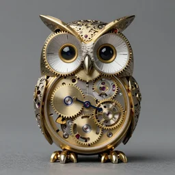 owl, made up of swiss watch internals, clockwork, mechanical