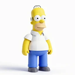 3d render of Homer Simpson, white background, low poly,